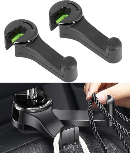 Flaconi Auto Organizer,Auto Haken Kopfstütze,2 in 1 Kopfstützenhalterung,Kopfstützen Haken,Autositz Doppelhaken Rückenhaken,Haken Kopfstütze Auto,Haken Auto Kopfstütze (Schwarz)