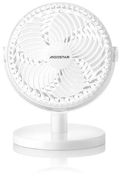 Ventilador de mesa portátil de 6, 5 aspas, 2 velocidades, sin batería, ideal para frescar espacios pequeños y uso en interiores.