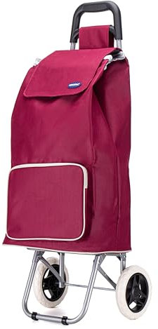 Lightweight Aluminium Shopping Trolley on Wheels - 59L Capacity, Durable, Easy to Maneuver & Fold for Convenient Storage – Ideal for Groceries, Laundry, and Errands (Wine)