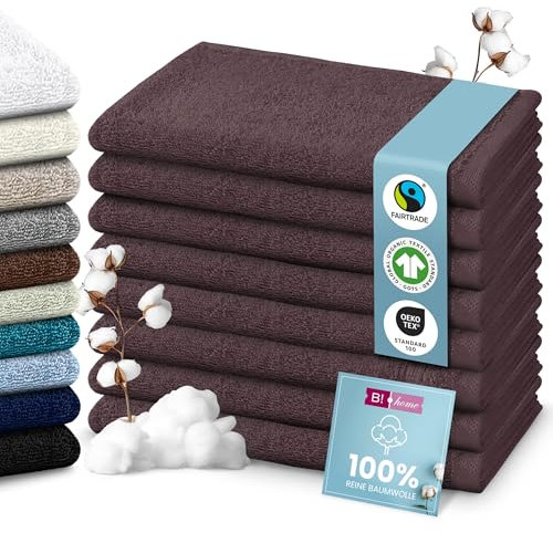 B!HOME 8er Set Premium Gästehandtücher [100% Baumwolle] 30x50 cm, Bordeaux/rot/Handtücher Weich, Saugstark & Pflegeleicht/Waschlappen Perfekt für Bad, Gäste & Reisen