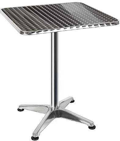 WODFARR Bistrotisch, klappbar, quadratisch/rund, Ø60 cm, höhenverstellbar 70 cm/110 cm, 2-in-1, aus Aluminium, Beige (1, quadratisch)