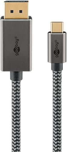 goobay USB C zu DisplayPort 1.2 Kabel 4k @ 60Hz Typ C Thunderbolt 3/4 auf DP Kabel USB 3.1 kompatibel mit Mac Book, iPhone, Surface / 3m / Textilkabel / 75709