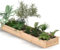 HOMASIS Huerto de Madera Elevado Cuadrado, Jardinera Exterior con 2 contenedores y separadores para Flores, Verduras, Frutas, Hierbas aromáticas para terraza, balcón, 228x62x25cm, Natural