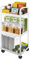 CROWNSHOP 3-Tier White Storage Trolley on Wheels - Kitchen Trolley with Lockable Wheels | Plastic + Stainless Steel Mobile Organiser for Bathroom Office