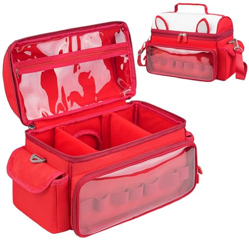 Jaffzora Tragetasche kompatibel mit Toniebox 2 & 1 Starterset, süße Aufbewahrungstasche für Tonies-Figuren, Tonies-Kopfhörer und Zubehör, Rot(nur Tasche)