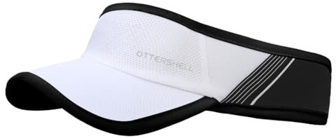OTTERSHELL Sports Sun Visor for Men & Women - Breathable Mesh, Stretchy & Foldable Cooling Visor Hat -Lightweight & Sweat-Wicking for Running, Golf, Tennis, Hiking. （White - B