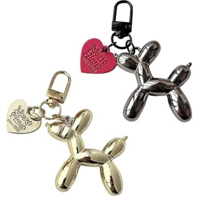 MaoNativey 2 Stück Schlüsselanhänger Damen (Gold & Silber) - Elegante Taschenanhänger mit Hundemotiv - Aesthetic Bag Charms für Handtasche, Rucksack & Schlüsselbund