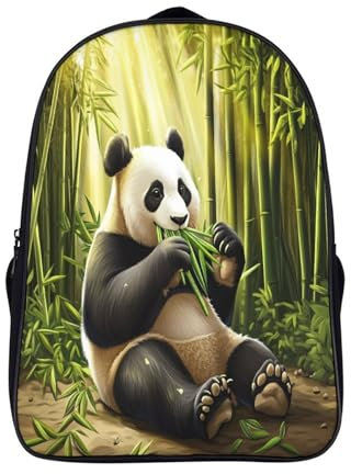 Panda Schultasche Lush Bamboo Wald Schulrucksack Jugendliche Groß Rucksack Daypacks Kinder Lässiger Tagesrucksack 16 inch