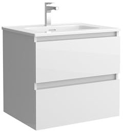 Mueble de Baño BEQUIA 70cm Blanco Brillo | Lavabo Porcelana Centrado
