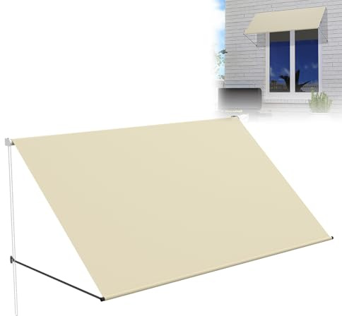 LZQ Markise Balkonmarkise 235x143cm, Beschattung mit UV-Schutz, Schattenspender Fenster 180g/m² Polyestergewebe, Balkonmarkise Aluminiumrahmen, Fallarmmarkise Einziehbar Wasserdicht, Beige