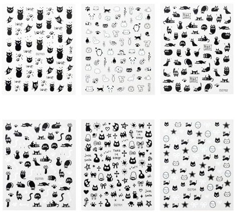 6 Cartoon Animal Stickers, Cute Nail Stickers, Diy Nail Art, Nail Decorations.