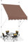 COSTWAY Klemmmarkise 150 cm breit, Balkonmarkise ohne Bohren, UV-beständig, höhenverstellbar, wasserabweisend, Markise mit Handkurbel, Sonnenmarkise, Sonnenschutz für Balkon (Braun)