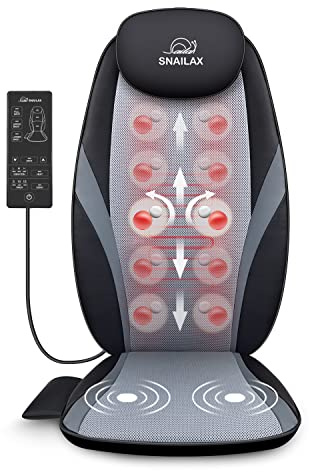 Snailax Back Massager with Heat, Shiatsu Massage Chair, Deep Kneading Massage Seat Cushion with Mult-Settings, Gifts for Women Men