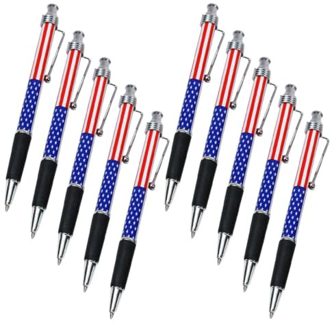 Gadpiparty Lot De 10 Stylos à Bille à Motif De Drapeau Américain, Petit Stylo à Bille Rétractable Encre Noire Fluide, Fournitures De Bureau à Domicile Pour Écriture Et Notes Scolaires