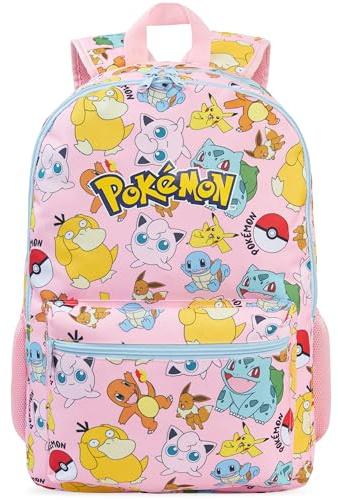 Get Trend Pokemon Großer Rucksack Mädchen, 46 cm Verstellbarer Reisetasche für Schule und Reise, Gepolsterte Schulrucksack, Anime Geschenke für Kinder (Multi)