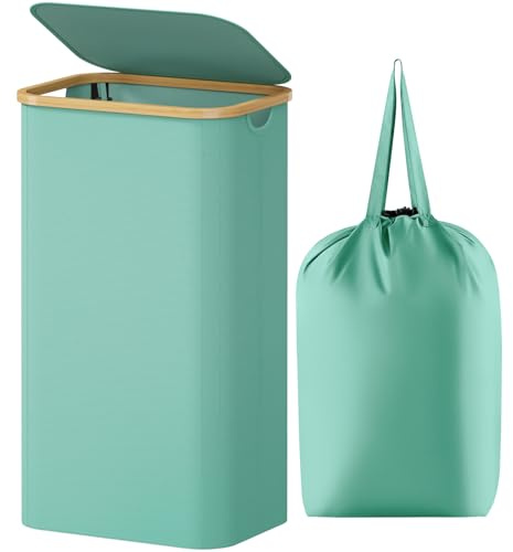 Lifewit 105L Laundry Basket with Lid, Large Foldable, Sage Green | Laundry Hamper with Removable Laundry Bag, Large Foldable Hamper for Bedroom, Bathroom, Dorm and Laundry Room