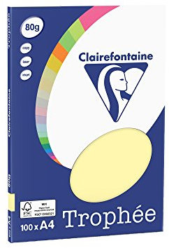 Clairefontaine 4107C - Ries Druckerpapier / Kopierpapier Clairalfa PPP, DIN A4, 80g, 100 Blatt, Gelb, 1 Ries