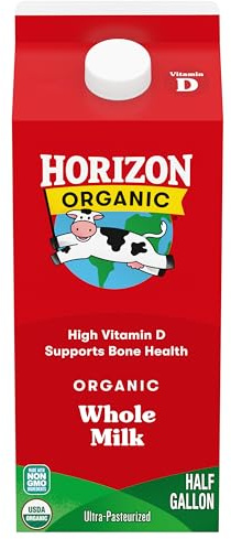 Horizon Organic High Vitamin D Whole Milk, Rich and Creamy High Vitamin D Milk, 64 fl oz Half Gallon Carton