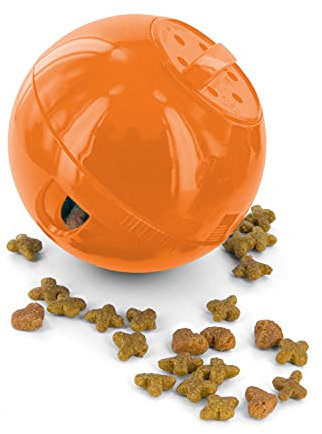 PetSafe - Jouet Distributeur de Croquettes pour Chat SlimCat, Jouet Interactif à Friandises – Faire de l’exercice en s’amusant et aide à perdre du poids, 150 ml de croquettes – Orange