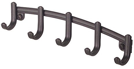 iDesign York Lyra Hakenleiste, wandmontiertes Schlüsselbrett aus Metall mit fünf Haken, bronzefarben