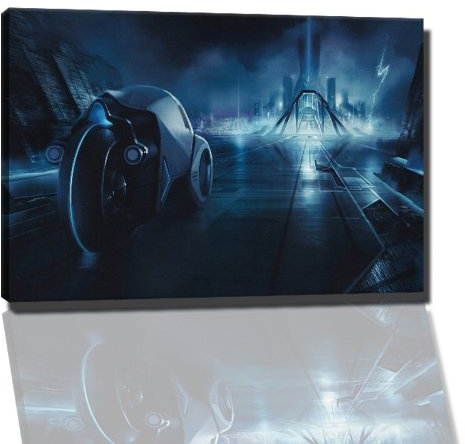 Tron Bild auf Leinwand -- 100x70 cm fertig gerahmte Kunstdruckbilder als Wandbild - Billiger als Ölbild oder Gemälde - KEIN Poster oder Plakat