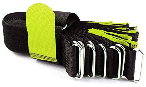 10 x Klettkabelbinder Metallöse - Klett/Flausch auf GLEICHER SEITE! - 40 cm neon/Kabelmanagement für Gewerbe, Büro, Schreibtisch, Hobby