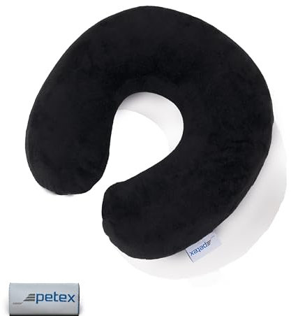 PETEX 44490004 Nackenrolle, Velours, 29 x 28 cm, schwarz