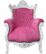Casa Padrino Barock Antik Stil Sessel Al Capone Pink/Weiß mit Bling Bling Glitzersteinen 90 x 80 x H. 127 cm