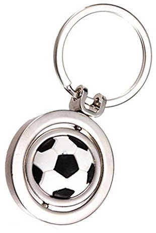 Freessom Porte Clé/Clef Homme Garcon Football Ballon de Foot 3D Tourne Anneau Personnalisé Drole Metal Pendentif Original Accessoire de Sac Voiture Pas Cher (Argente3)