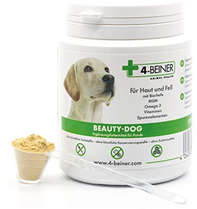 4-BEINER Beauty-Dog, Multi-Vitamine für Hunde mit MSM, Omega 3, Vitamin B-Komplex, Vitamin C, Biotin, Bierhefe, Mariendistel, Schwarzkümmelöl, Zink, Jod, Selen