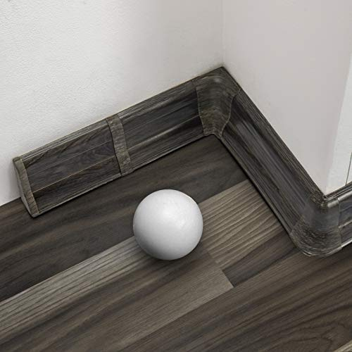 DQ-PP 16m Sockelleisten 62mm PVC Pekan Graphit Laminatleisten Fussleisten aus Kunststoff PVC Dekore