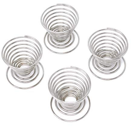 Honbay 4PCS Stainless Steel Spring Wire Tray Egg Cups Holder Serving Cup Egg Tray for Egg (silver)