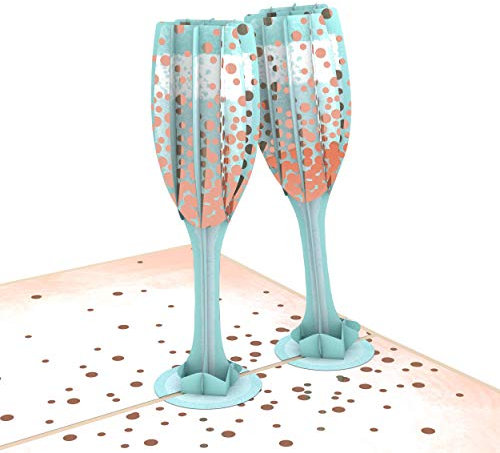 Lovepop® Champagner-Toast 3D-Pop-Up-Karte Sekt-Gläser zum Geburtstag, Hochzeit, Jubiläum, Verlobung Bachelorette Party, Silvester | inkl. Umschlag & Versteckfach für Geld & Gutscheine
