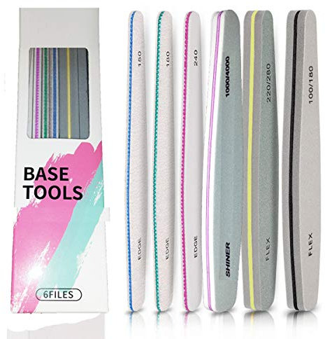 Base Tools File Set - lima per unghie, set di lime per unghie in gel, blocco di lima per unghie professionale, tampone per unghie, lima per manicure lavabile, lima a doppia faccia