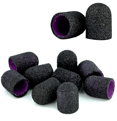 PROFICO 10 Stück Schleifhülsen Schleifbänder Schleifkappen 80 Körnung Grob Schleifkappe Schleifband Nagelfräser Aufsatz für Nageldesign Schleifkappen 10mm Nagelpflege Nagelkunst für Maniküre Pediküre