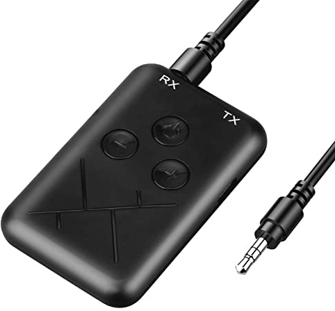 RXTX10 2-in-1 Bluetooth 4.2 Adapter fürs Auto, 3,5mm Stereo-Wireless-Transmitter-Empfänger für TV PC, geringe Verzögerung Audio-Streaming, Heim- und Fahrzeug-Stereo-Sound
