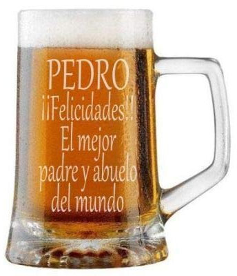 Jarra de Cerveza Personalizada con EL TEXTO QUE DESEE. Regalo Grabado y Personalizado para Hombre o Mujer. Detalle para Celebraciones Cumpleaños Aniversario Regalo Día de la Madre Jubilación.