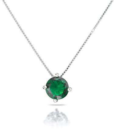inSCINTILLE Punto Luce Collana Donna Argento 925 con Pietra di Zirconia Cubica (Diametro: 4 mm, Catena Argento – Pietra Verde)