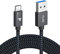 RAMPOW Cable USB C [USB 3.0, 2M], Cable USB Type C Charge Rapide 3A QC 3.0, Cable iPhone 16, Cable Chargeur USB C Nylon Tressé pour iPhone 16/15, Samsung S23/S22/S21/S20/S10, Xiaomi - Gris Sidéral