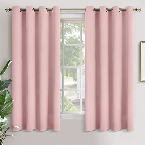 YoungsTex Lot de 2 Rideaux occultants à Isolation Thermique avec œillets pour Chambre d'enfant et Salon, 160 cm de Long, Rose Clair, 132,1 x 160 cm
