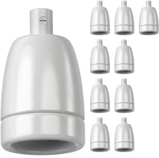 ledscom.de 10 Stück E27 Fassung, Porzellan, weiß, 230V AC, max. 300W