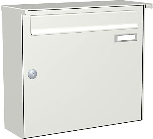 Max Knobloch Briefkastenanlage Aufputz mit eckiger Verkleidung Modell A1 Farbe RAL 9016 Verkehrsweiß, Größe mit 1 Briefkasten