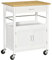 HOMCOM Carrello Cucina con Cassetto Armadietto e Scaffale, Carrellino Portavivande con Piano in Bambù e 4 Ruote, Bianco