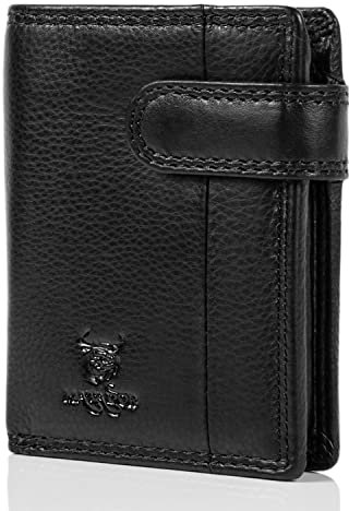 MATADOR Leder Herren Geldbörse Klein TÜV geprüfter RFID & NFC Schutz Portemonnaie Slim Wallet Brieftasche Leder Schwarz
