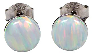 Lab Opal Ohrstecker aus 925 Sterling Silber rhodiniert 6mm Ohrringe für Damen und Mädchen