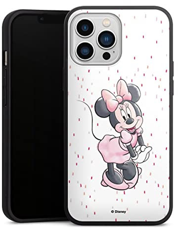 Cover in silicone premium compatibile con Apple iPhone 13 Pro Max custodia del telefono cellulare nero cover Disney Minnie Punti
