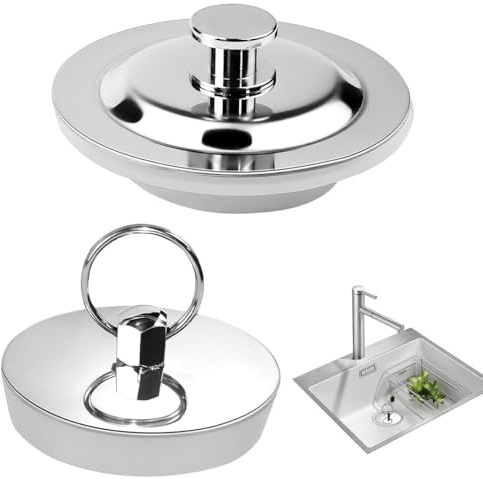 HWSWSH 2 Stück Abfluss Stöpsel für Spüle, 2 Arten von Spültisch Stopfen für Badewanne, Spültisch Stopfen mit Haken, Stöpsel Badewanne, Badewannenstöpsel, Abflussstöpsel für Bad/Schwimmbäder/Spülbecken