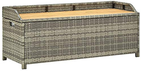 INLIFE Gartenbank mit Stauraum 120 cm Poly Rattan Grau