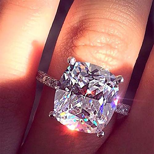 Sdouefos Verlobungsring aus Sterlingsilber, Kissenschliff, Zirkonia, Verlobungsring, Ehering für Damen, Verlobungsring (O)