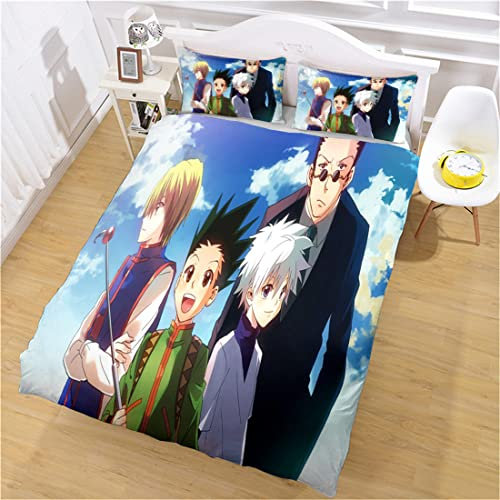 NECEHY Anime Hunter X Hunter Bettbezug-Sets für Kinder, 3D-gedrucktes Bettwäsche-Set für Jungen, Einzelbett, Queen-Size-Bett, Bettwäsche für Schlafzimmer,ab-159,Super King:102x87/260 * 220cm